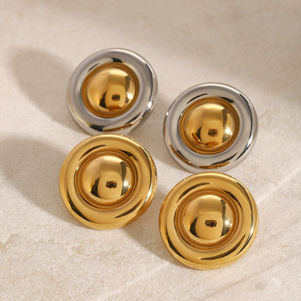 Wholesale Stainless Steel Electroplated Smooth Retro Simple Geometric Circle Earrings For Women