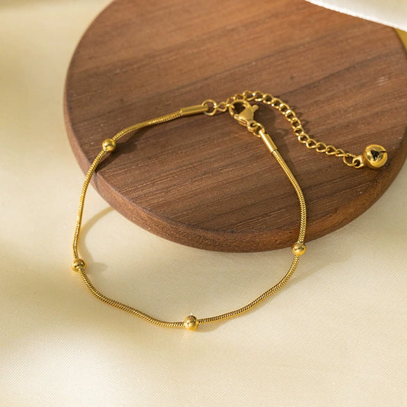 Wholesale Stainless Steel Electroplated Snake Bone Chain Multilayer Beaded Necklace And Bracelet For Women