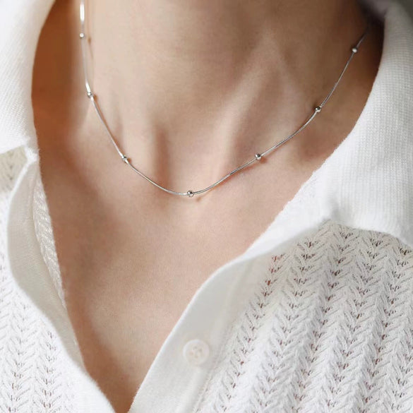 Wholesale Stainless Steel Electroplated Snake Bone Chain Multilayer Beaded Necklace And Bracelet For Women