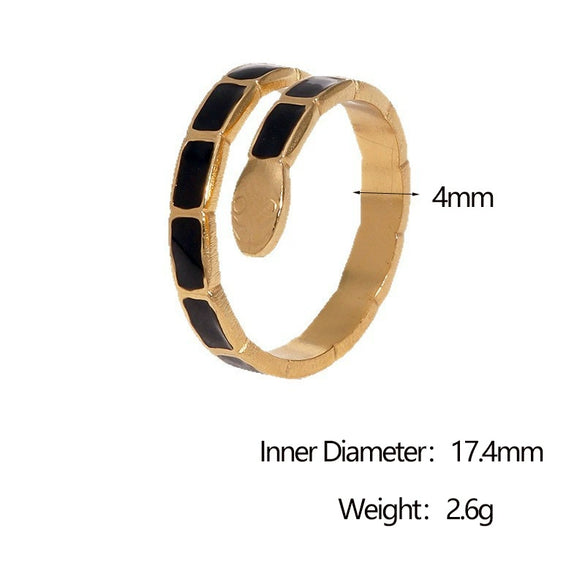 Wholesale Stainless Steel Electroplated Snakeshaped Animal Zodiac Open Ring Women's Jewelry