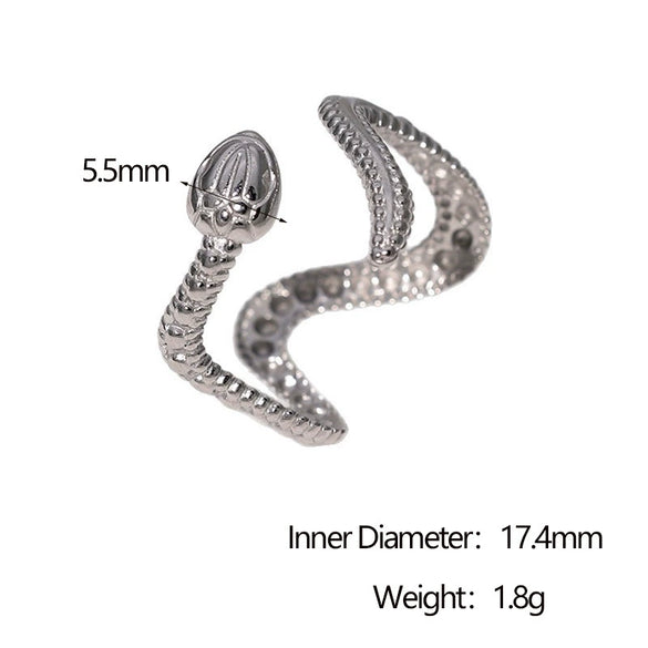 Wholesale Stainless Steel Electroplated Snakeshaped Zodiac Open Ring Women's Jewelry