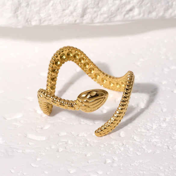 Wholesale Stainless Steel Electroplated Snakeshaped Zodiac Open Ring Women's Jewelry