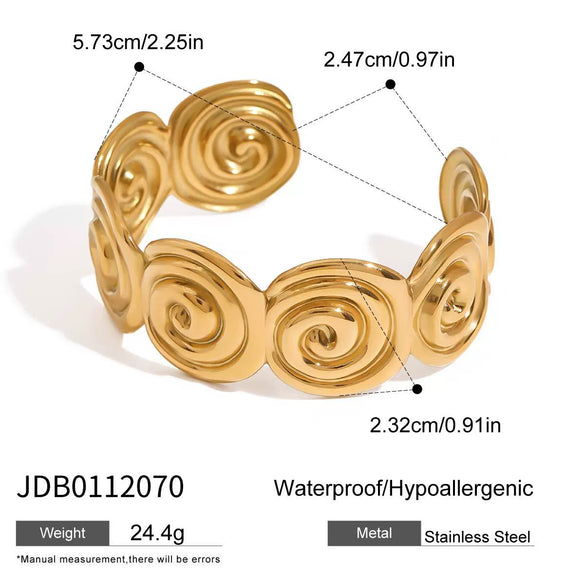 Wholesale Stainless Steel Electroplated Spiral Circle Opening Bracelet Jewelry With Quiet Pretty Texture Trendy And Non Fading