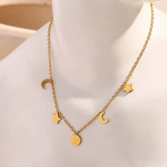 Wholesale Stainless Steel Electroplated Star Moon Pendant Bracelet For Women Fashion Simple Allmatch Style