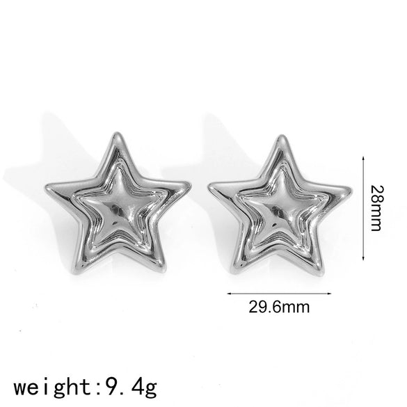 Wholesale Stainless Steel Electroplated Starshaped Women's Personality Niche Earrings