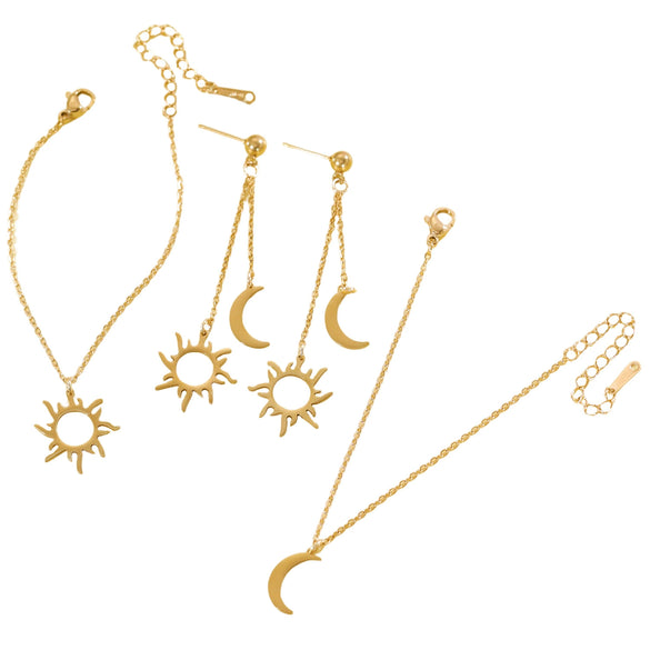Wholesale Stainless Steel Electroplated Sun Moon Stars Clouds Universe Pattern Accessories Set For Women