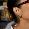 Wholesale Stainless Steel Electroplated Twotone Fivepetal Flower Colorblocking Earrings For Women In Ins Style