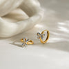 Wholesale Stainless Steel Electroplated Twotone Sweet Bow Colorblocking Earrings Simple Versatile