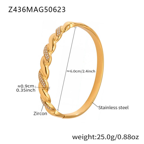 Wholesale 316L Stainless Steel Electroplating Fashion Zircon Bracelet