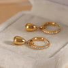 Wholesale Stainless Steel Elegant Water Drop Pendant Zircon Earrings With Electroplating Design