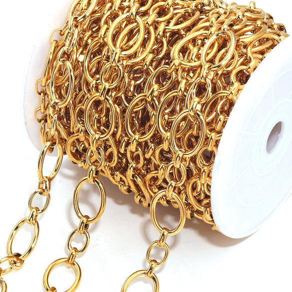 Wholesale Stainless Steel Ellipse Hip Hop Chain Necklace With Electroplating