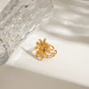 Wholesale Stainless Steel Exaggerate Flower Pattern Electroplated Women's Ring