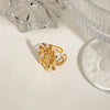 Wholesale Stainless Steel Exaggerate Flower Pattern Electroplated Women's Ring