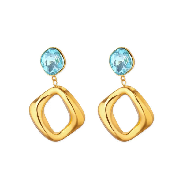 Wholesale Stainless Steel Exaggerated Geometric Heart Doublelayer Glossy Cut Out Asymmetrical Earrings Set With Diamonds For Women