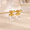 Wholesale Stainless Steel Exaggerated Geometric Heart Doublelayer Glossy Cut Out Asymmetrical Earrings Set With Diamonds For Women