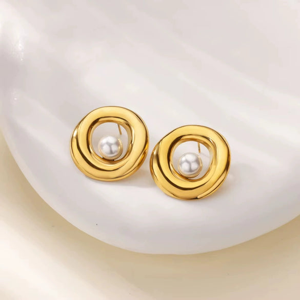 Wholesale Stainless Steel Exaggerated Geometric Heart Doublelayer Glossy Cut Out Asymmetrical Earrings Set With Diamonds For Women