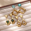 Wholesale Stainless Steel Exaggerated Geometric Heart Doublelayer Glossy Cut Out Asymmetrical Earrings Set With Diamonds For Women