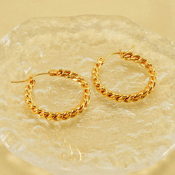Wholesale 316L Stainless Steel Exaggerated Geometric Round Twist Earrings For Women