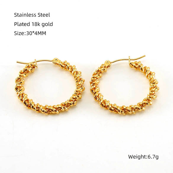 Wholesale 316L Stainless Steel Exaggerated Geometric Round Twist Earrings For Women