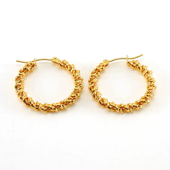 Wholesale 316L Stainless Steel Exaggerated Geometric Round Twist Earrings For Women