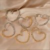 Wholesale Stainless Steel Exaggerated Heart Hollow Heart Shaped Earrings With Electroplating For Women