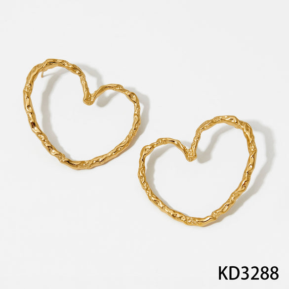 Wholesale Stainless Steel Exaggerated Heart Hollow Heart Shaped Earrings With Electroplating For Women