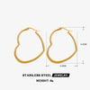 Wholesale Stainless Steel Exaggerated Love Oval Heart Shaped Electroplated Women's Hip Hop Simple Line Earrings