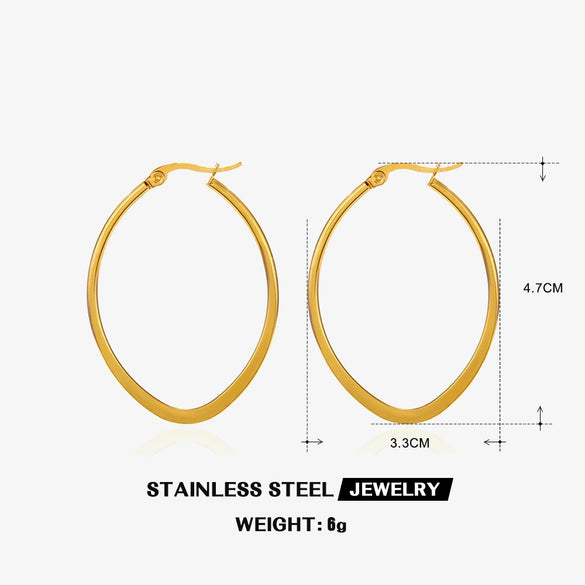 Wholesale Stainless Steel Exaggerated Love Oval Heart Shaped Electroplated Women's Hip Hop Simple Line Earrings