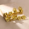 Wholesale Stainless Steel Exaggerated Retro Petal Flower And Leaves Earrings With Electroplating