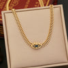 Wholesale Stainless Steel Eye Pendant Necklace With Cuban Chain Electroplated Jewelry Set