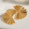 Wholesale Stainless Steel Fanshaped Geometric Earrings With Electroplating For Women