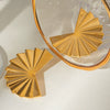 Wholesale Stainless Steel Fanshaped Geometric Earrings With Electroplating For Women