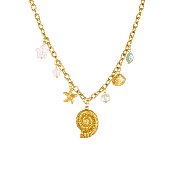 Wholesale Stainless Steel Fashion Animal Style Star Shape Gold Plated Sea Life Pendant Necklace