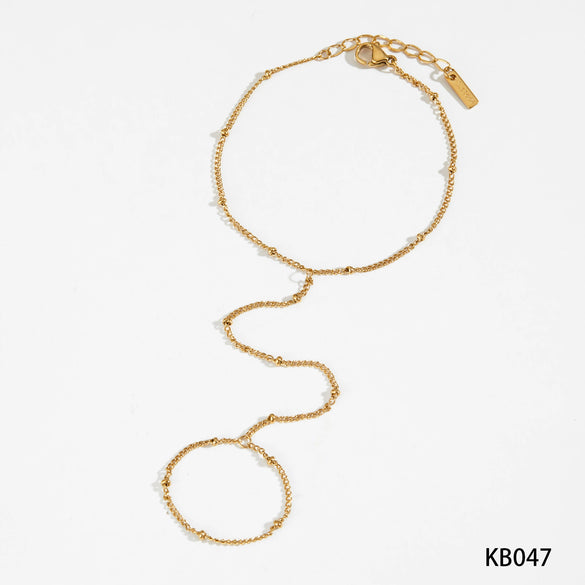 Wholesale Stainless Steel Fashion Ball Bead Hand Chain With Geometric Pattern Pvd Electroplated
