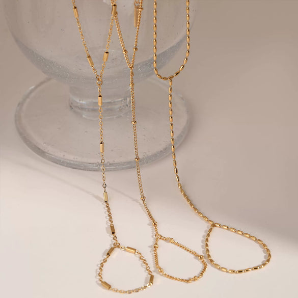 Wholesale Stainless Steel Fashion Ball Bead Hand Chain With Geometric Pattern Pvd Electroplated