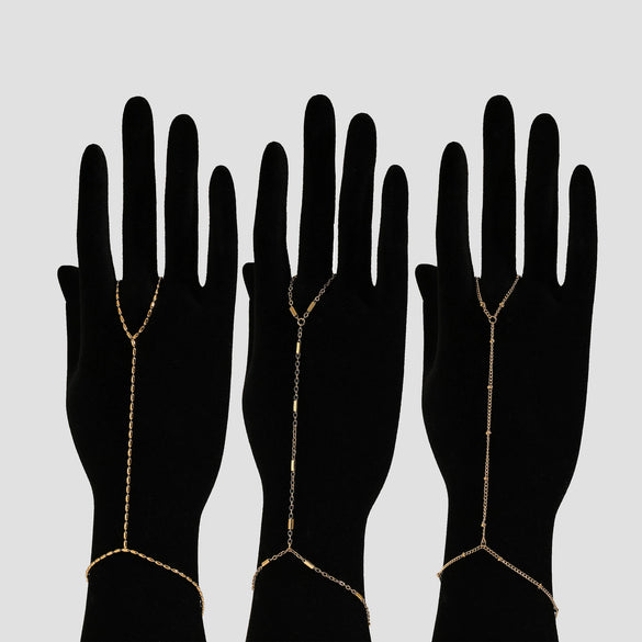 Wholesale Stainless Steel Fashion Ball Bead Hand Chain With Geometric Pattern Pvd Electroplated