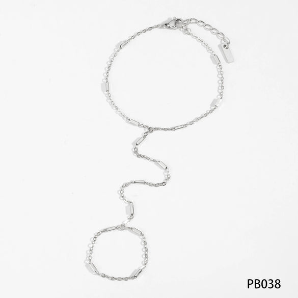 Wholesale Stainless Steel Fashion Ball Bead Hand Chain With Geometric Pattern Pvd Electroplated