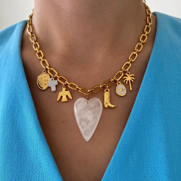 Wholesale Stainless Steel Fashion Boots Pendant With Heart Shape Electroplated In 18K Gold Color
