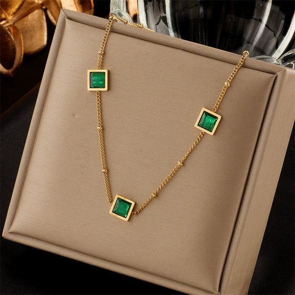 Wholesale Stainless Steel Fashion Creative Butterfly Heart Square Pendant Necklace With Asymmetrical Tassel Chain And Electroplating Treatment For Women
