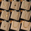 Wholesale Stainless Steel Fashion Creative Butterfly Heart Square Pendant Necklace With Asymmetrical Tassel Chain And Electroplating Treatment For Women