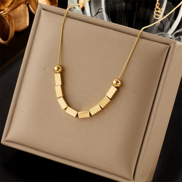 Wholesale Stainless Steel Fashion Creative Butterfly Heart Square Pendant Necklace With Asymmetrical Tassel Chain And Electroplating Treatment For Women