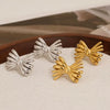 Wholesale Stainless Steel Fashion Creative Gold Plated Bow Earrings For Women