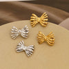 Wholesale Stainless Steel Fashion Creative Gold Plated Bow Earrings For Women