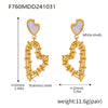 Wholesale 316L Stainless Steel Fashion Double Love Hollow Woven Earrings Necklace Pvd Gold Plated