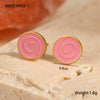 Wholesale Stainless Steel Fashion Earrings With Geometric Fruit And Heart Shapes And Oildropping Design