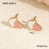 Wholesale Stainless Steel Fashion Earrings With Geometric Fruit And Heart Shapes And Oildropping Design