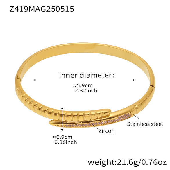 Wholesale 316L Stainless Steel Fashion Geometric Electroplated Open Bracelet Jewelry