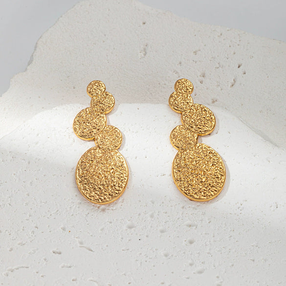 Wholesale Stainless Steel Fashion Geometric Electroplating Round Stitching Earrings For Women