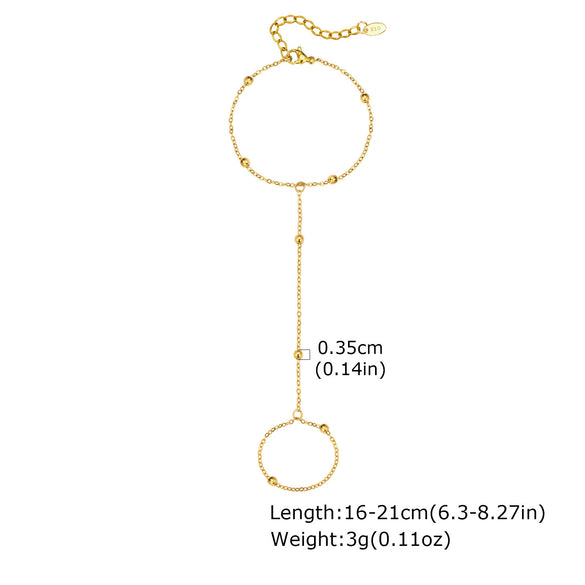 Wholesale Stainless Steel Fashion Hand Support Round Snake Chain Double Layer Overlapping Gold Plated Bracelet For Women