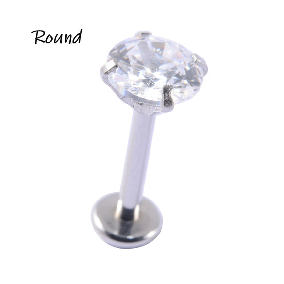 Wholesale Stainless Steel Fashion Heart Shaped Electroplated Opal And Zircon Tshaped Pin Earrings For Unisex